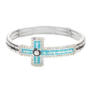 Enamel Cross Metal Stretch Women Bracelet Jewelry